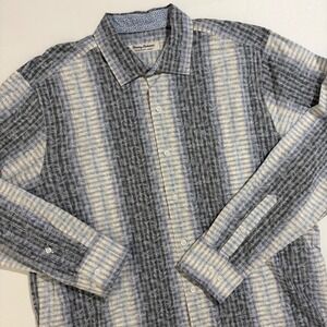 Tommy Bahama Newport Coast Mens Long Sleeve Button Up Shirt Blue Plaid Leaf Lg